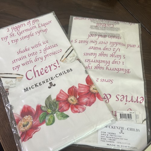 MACKENZIE CHILDS Berries & Bubbles Dish TOWEL 18"x26" 100% Cotton BRAND NEW - Imagen 3 de 3