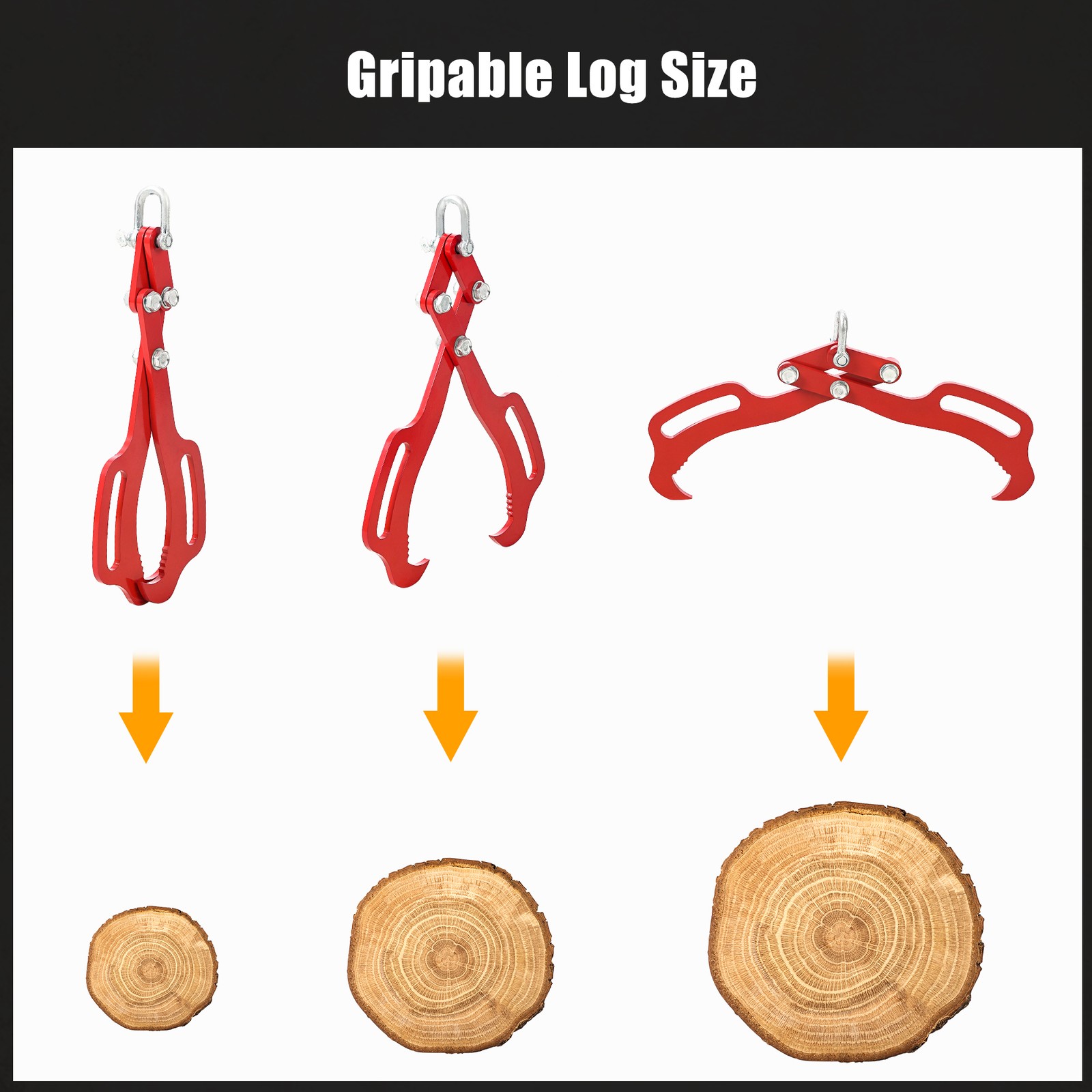 18in Log Lifting Tongs 2 Claw Solid Steel Log Grapple Swivel Log Lifter US Stock