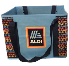 ALDI  Storage Bag Box Collapsible 14x10x11" Blue Navy, Logo,1PC,New
