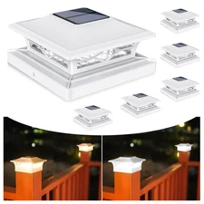 Solar Post Cap Lights: 6 - Pack Outdoor Deck White for Dock Fence Waterproof