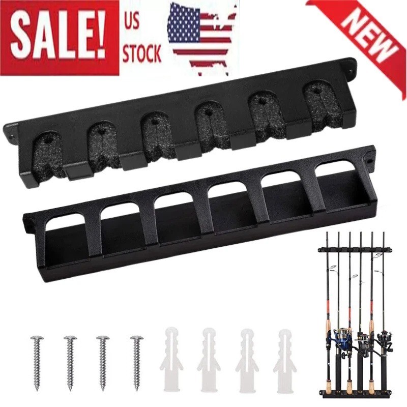 Fishing Rod Rack Vertical Holder Horizontal Wall Mount Boat Pole Stand Storage