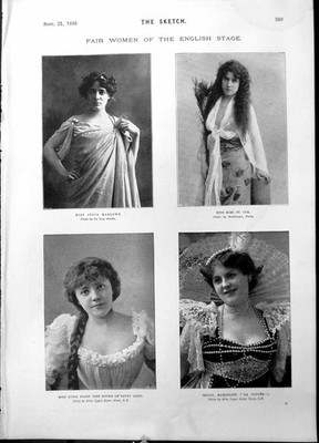Alter Druck Jahrmarkt Frauen englische Bühne Dr Richard Garnett British Museum 1898 19.