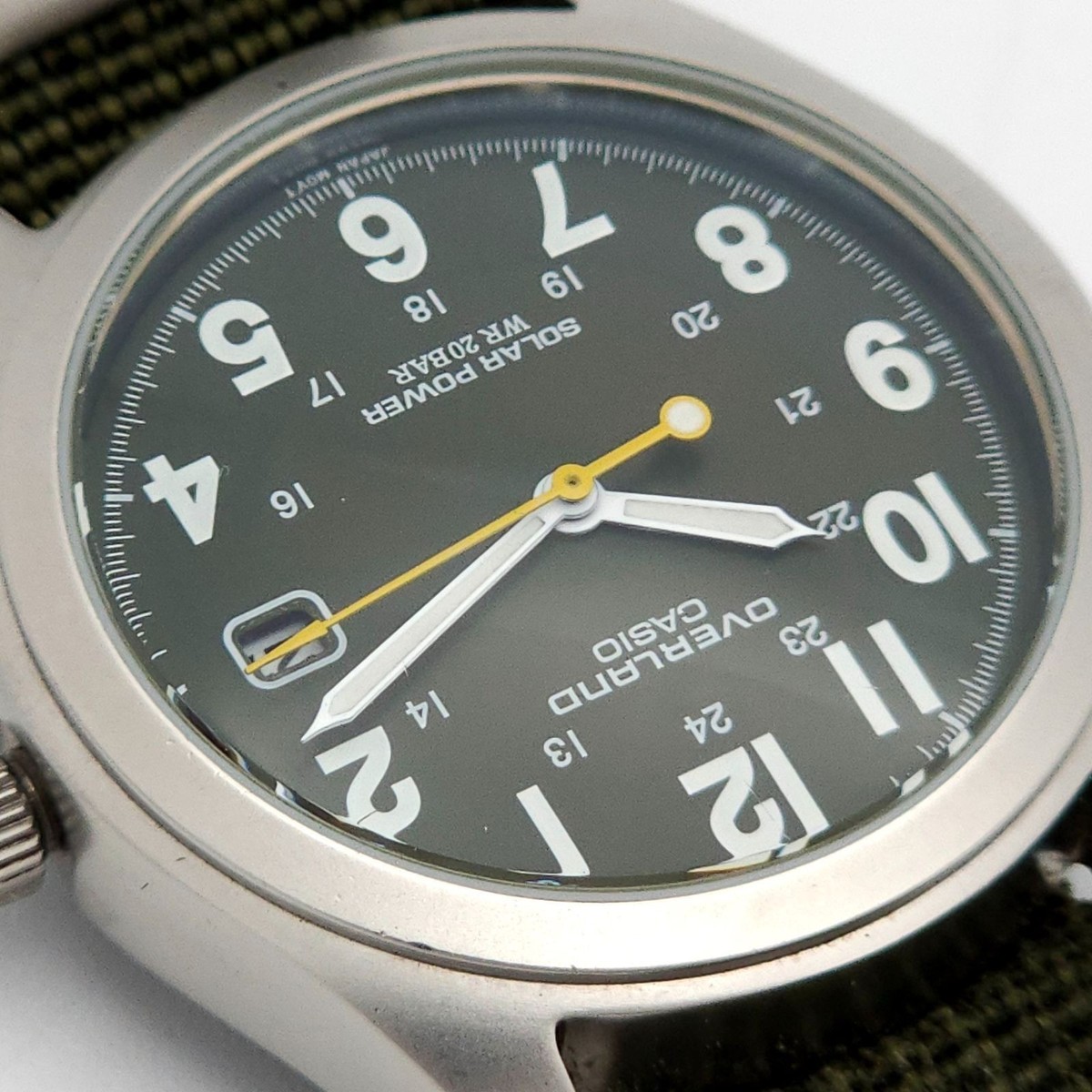 CASIO OVERLAND OV-100 men Solar Quartz Green Watch Japan - Rank B