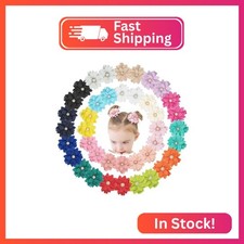 DeD 40PCS 2.3" Chiffon Flower Hair Bows Clips with Rhinestone Flower Tiny Hair C