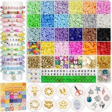 6100Pcs Clay Beads Bracelet Making Kit 24 Colors Friendship Bracelet Beads Ki...