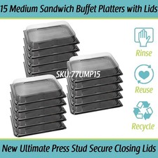 Medium Sandwich Platter with Lids x 15 Catering Cake Buffet Party Platters Trays