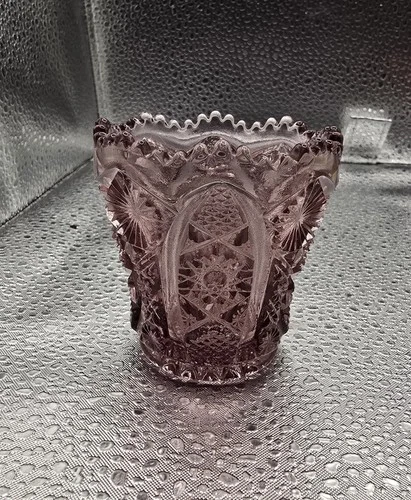 Vintage Imperial Glass Octagon Pink Carnival Glass Toothpick Holder