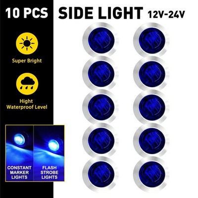 3/4'' Strobe+Steady Marker Lights Blue Dual Function Warning Flash Lamp 12-24V EV
