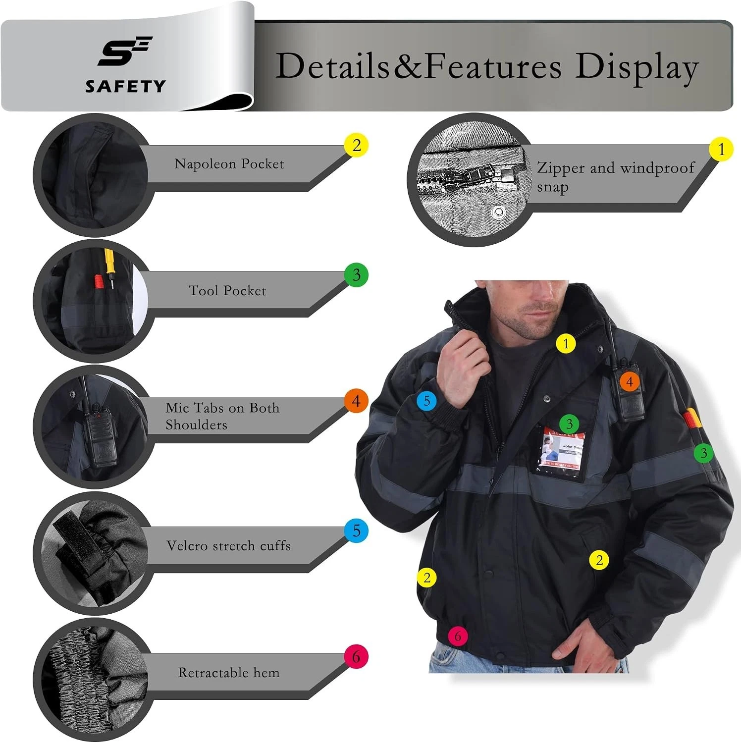 High Visibility Safety Jacket J2023 - size L - NEW image 4
