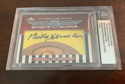 2010 Leaf Sports Icons DUAL Cut Auto BILLY HERMAN / RALPH