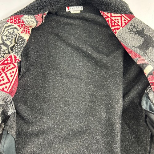 Vintage Lavon Fleecejacke Damen Größe M Eisbär Hirsch rot schwarz - Bild 6 von 9