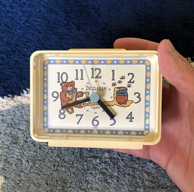 Vintage Ingraham Alarm Clock Teddy Bear Honey Battery Operated Korea *TESTED*