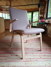 Sessel Vintage Relaxsessel Retro Easy Chair Stoff Flieder Danish 70er A15