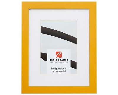 Craig Frames Confetti, 0.875'' Yellow Solid Wood Picture Frame With a Single Mat