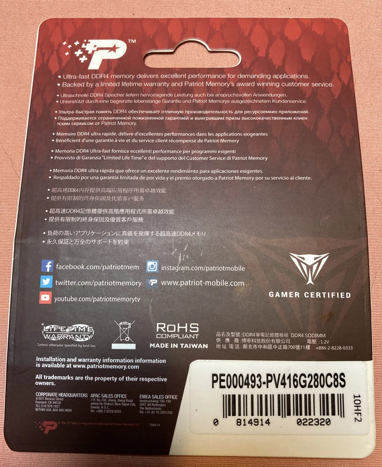 patriot viper ddr4 16gb PC4-22400 2800MHz Gamer Ultra Fast Memory PE000493 Tech - Image 2 of 4