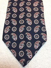 VILLA BUGATTI MENS TIE NAVY BLUE WITH RED AND GREEN PAISLEY 4 X 58