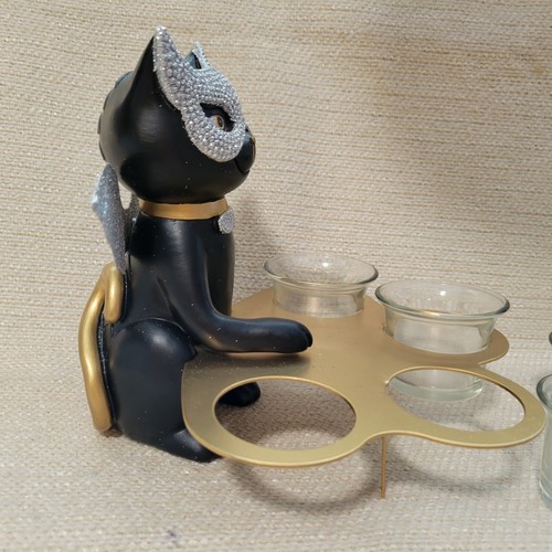 NOS RARE Yankee Candle Halloween Sophia Cat 4 Tea Light Candle Holder 220924G - Picture 4 of 9