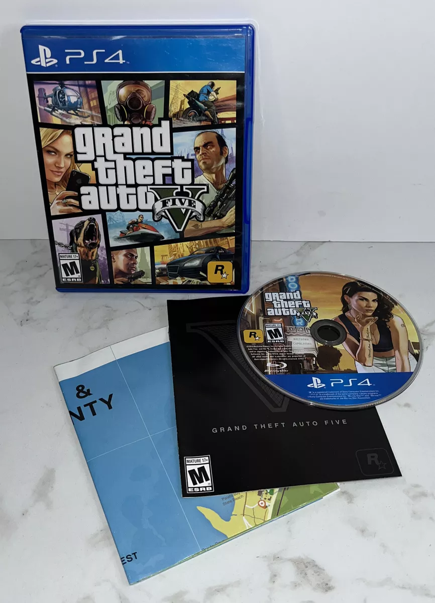 Grand Theft Auto V GTA V - Playstation 4 (PS4, 2015) W/ Map