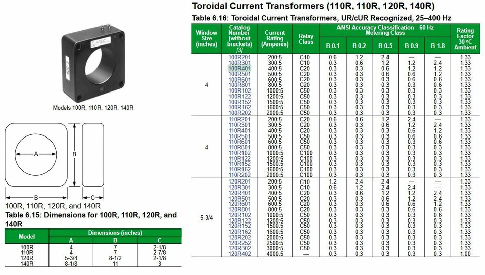 Square D 100R401, Current Transformer, 400:5, Bass Product 160-8500-401, (NOS) - Image 3 of 4