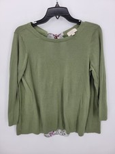 Blusa Ann Taylor Loft Top Mujer Mediana Verde Floral Espalda Boho Campesina Popover