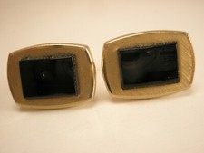 Black Onyx Stone Vintage SWANK Cuff Links
