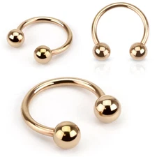 20g 18g 16g 14g Rose Gold Titanium PVD Circular Barbell Horseshoe Septum Ring