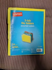 1 Staples Colored 3-Tab File Folders All Colors 24pk