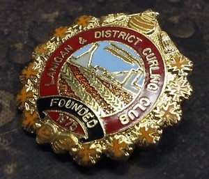 Lanigan & District Curling Club vintage pin badge
