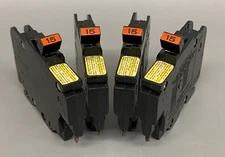 Lot of 4 - 15 Amp FEDERAL PACIFIC FPE 15A 1/2" Thin Stab-Lok BREAKERS