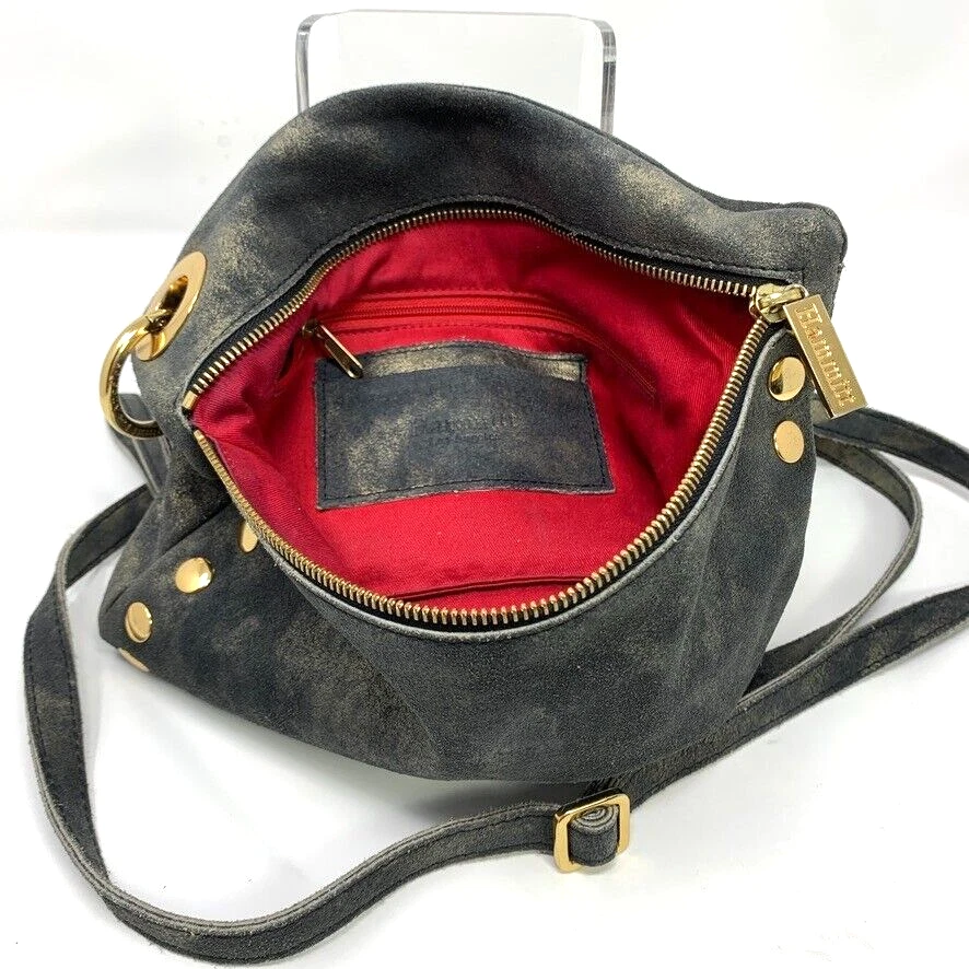 Hammitt Nash Women's Handbag Purse Charcoal Distressed Gold Leather Crossbody - Image 2 of 4