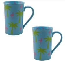 Temp-tations SET-OF-2 Tall Bistro Coffee Mugs, 16oz FLAMINGO, T49823