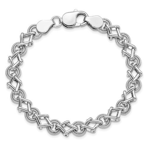 925 Sterling Silver Fancy Interlocked Link mm wide Tennis  Bracelet