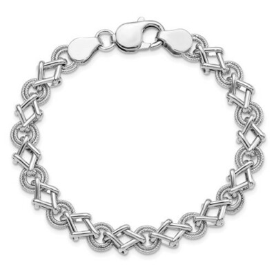 925 Sterlingsilber ausgefallenes ineinander verriegeltes Glied 9 mm breit 7,5 Zoll Tennisarmband