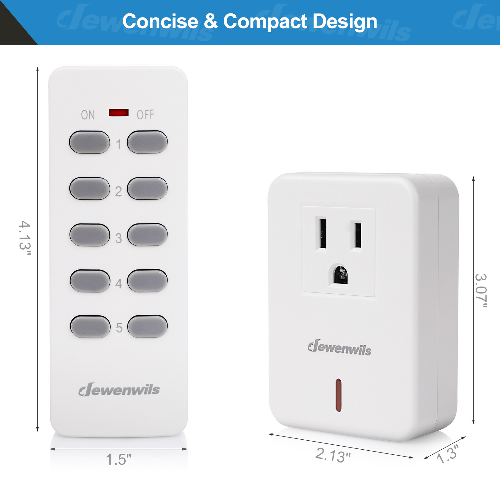 DEWENWILS Remote Control Outlet Plug Wireless On Off Power Switch White ...