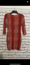 red snake print scooped back bodycon dress size 12