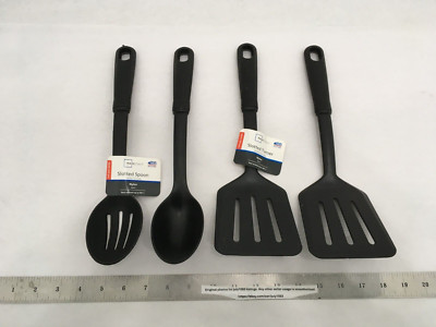(4) NEW Mainstays Kitchen Utensils - Spoon, Slotted Spoon, (2) Slotted Turner