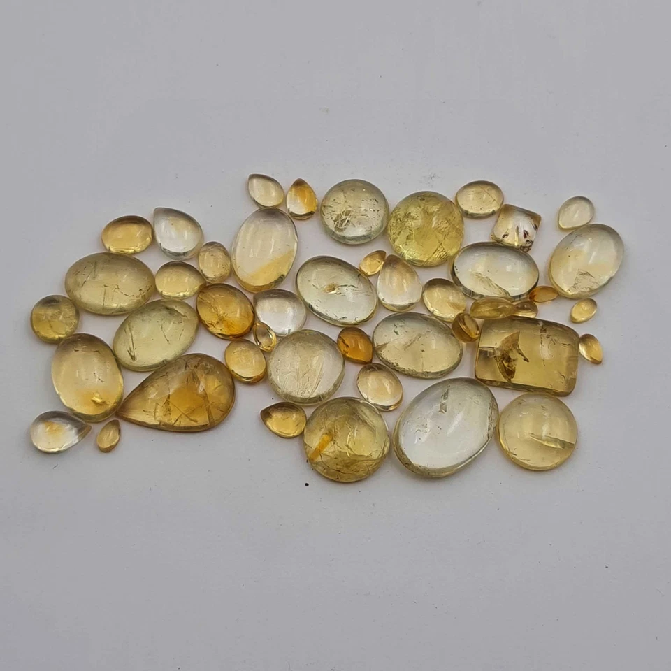 Lote de 35 piedras preciosas sueltas cabujón con forma de mezcla de citrino natural 3*5-13-18 mm 100 CT Foto 3 de 3