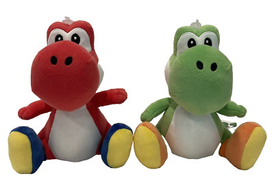 Yoshi Super Mario Red & Green 2017-18 Plush 8'' Little Buddy ~ Lot of 2 Nintendo
