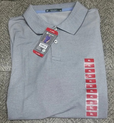 Members Mark Stretch Gray Cotton Men's Pique Polo Classic Fit Shirt XL - 第 1/6 張圖片