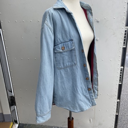 Vintage Basic Editions Men Fleece Lined Long Sleeve Denim Button Up Flannel Medi - Picture 2 of 7