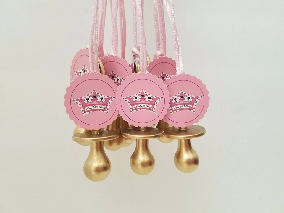 12 Princess Pacifier Necklace Baby Shower Favor Prize Game Its a Girl Decoration - Image 3 of 4