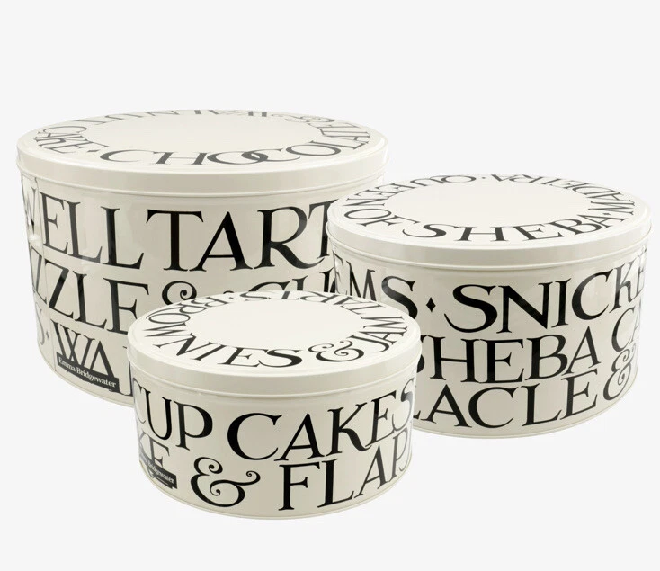 Emma Bridgewater Cake Tins Black Toast Design Set of 3 -New