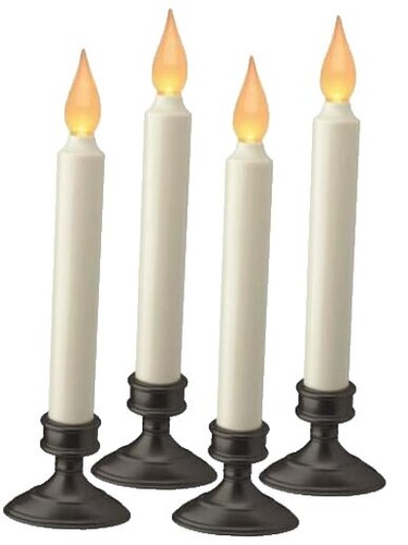 Pallerina 3-Light Window Candle Set - Dusk To Dawn Sensor, 10" Tall, Bronze Base | Battery LED Flameless Candles For Christmas & Year-Round Decor