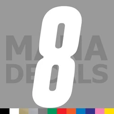 Number Eight 8 Vinyl Die Cut Decal Sticker - Racing Race Car Motocross Bike