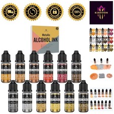Vibrant Alcohol Ink Pack - 10ml Bottles of 12 Metallic Shades for Art Projects