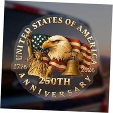 America 250th Anniversary Car Window Decal Sticker - Patriot Eagle with Statue