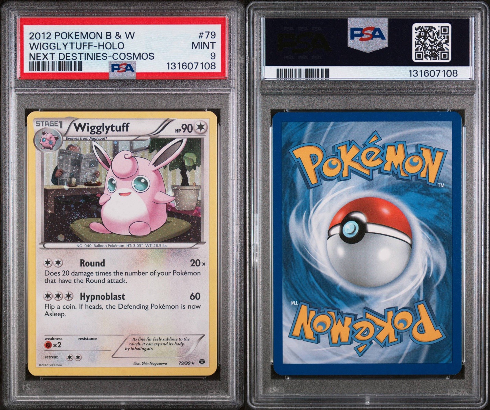 PSA 9 WIGGLYTUFF 79/99 COSMOS HOLO BLISTER EXCLUSIVE NEXT DESTINIES CARD POP 5