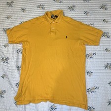 POLO RALPH LAUREN Men's Sz L Vintage MADE IN USA Yellow Short-Sleeve Polo Shirt