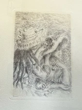 FRAMED Pierre-Auguste Renoir LE CHAPEAU EPINGLE Signed Etching PINNING THE HAT