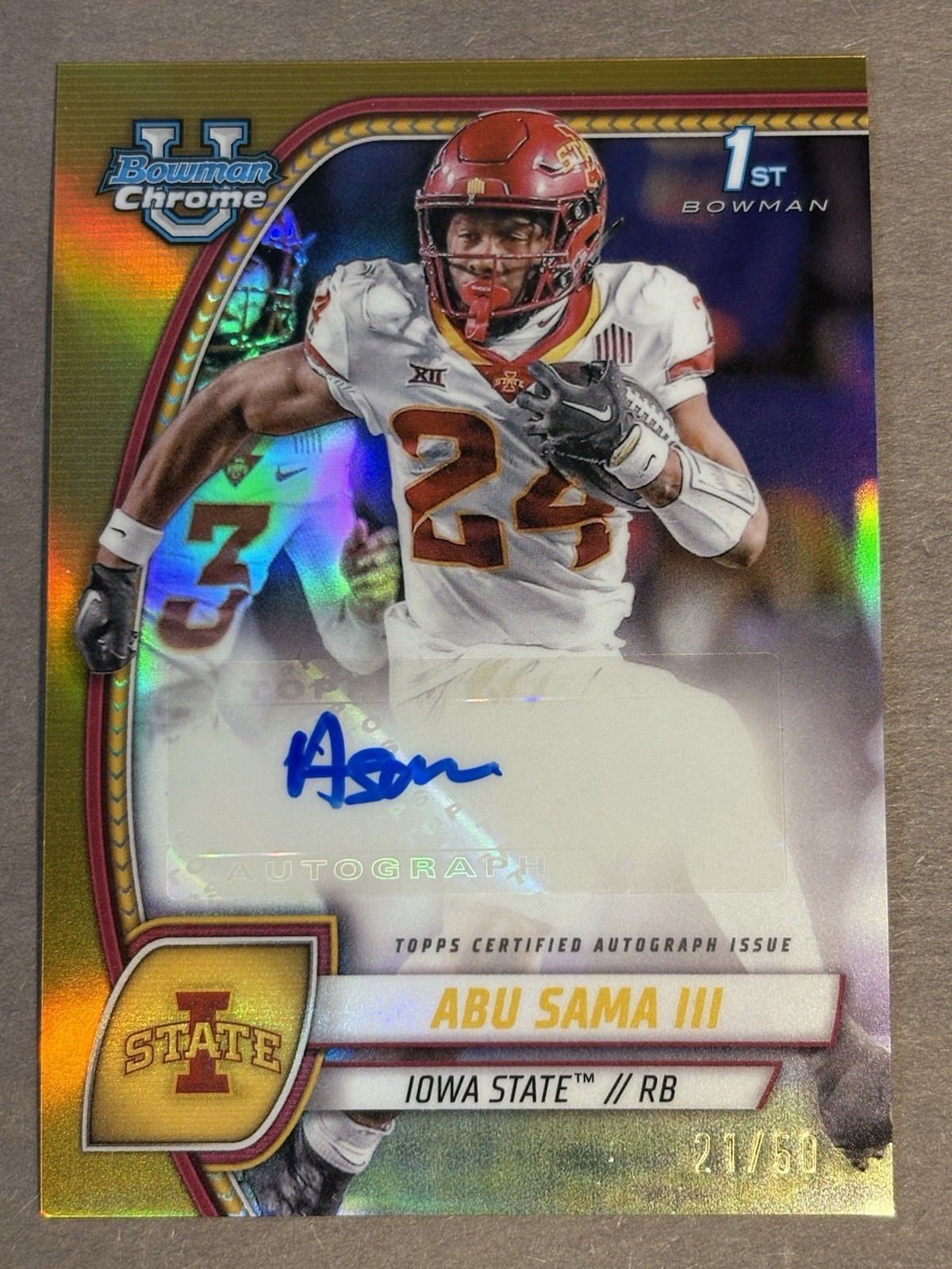 2024 Bowman U Chrome Abu Sama III Prospect Auto Gold Refractor /50